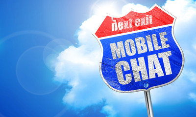 mobile chat, 3D rendering, blue street sign