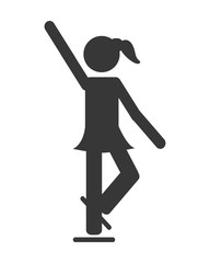 flat design ice skating pictogram icon vector illustration