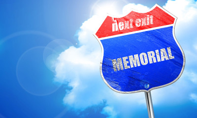 memorial, 3D rendering, blue street sign