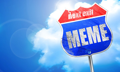 meme, 3D rendering, blue street sign