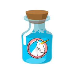 Magical potion from horn of unicorn. Magic drink. Fantastic very