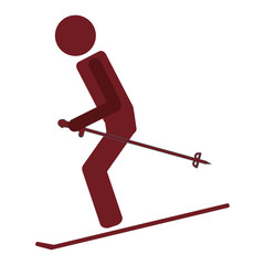 flat design pair of skiing pictogram icon vector illustration