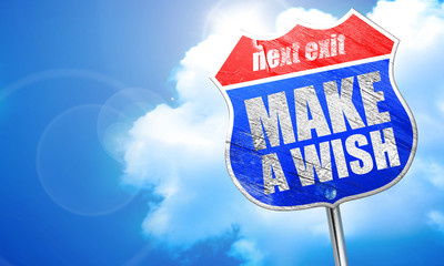 make a wish, 3D rendering, blue street sign
