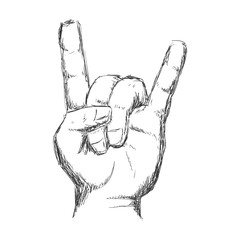 Rock music concept represented by hand gesture icon. Isolated and flat illustration
