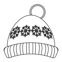 flat design winter knit hat icon vector illustration