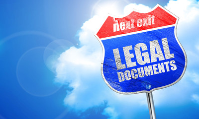 legal documents, 3D rendering, blue street sign
