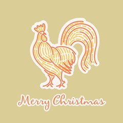 Christmas cock straight stylized vector design new year