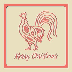 Fototapeta na wymiar card Red Rooster straight stylized design of the new year