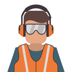 flat design industrial worker icon vector illustration