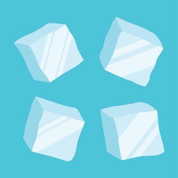 Ice cubes vector set
