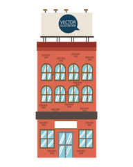 flat design single brick building icon vector illustration