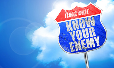 know your enemy, 3D rendering, blue street sign