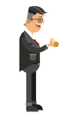flat design businessman holding money icon vector illustration