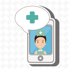 nurse crooss smartphone graphic vector illustration eps 10