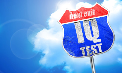 iq test, 3D rendering, blue street sign
