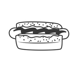 Fast food concept represented by hot dog icon. Isolated and flat illustration