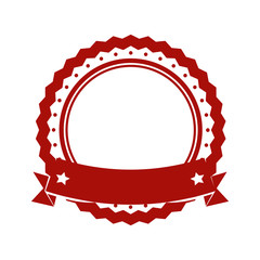 Label and advertising concept represented by seal stamp with ribbon icon. Isolated and flat illustration