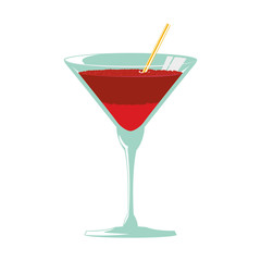 Drink and alcohol concept represented by cocktail glass with drinking straw icon. Isolated and flat illustration