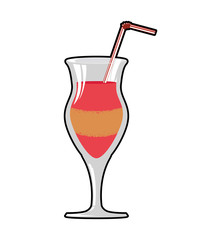 Drink and alcohol concept represented by cocktail glass with drinking straw icon. Isolated and flat illustration
