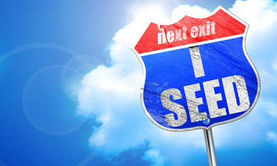 i seed, 3D rendering, blue street sign