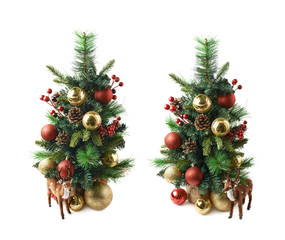 Tiny christmas tree composition isolated