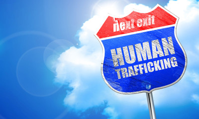 human trafficking, 3D rendering, blue street sign