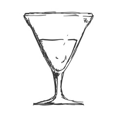 Drink and alcohol concept represented by cocktail glass icon. Isolated and sketch illustration