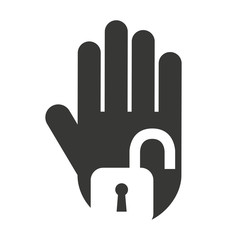 hand human stop padlock silhouette