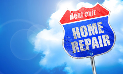 home repair, 3D rendering, blue street sign