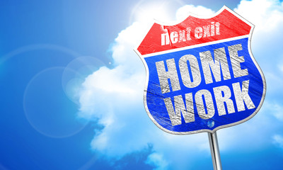 homework, 3D rendering, blue street sign