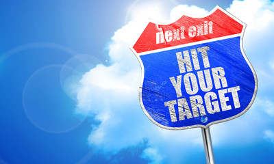 hit your target, 3D rendering, blue street sign