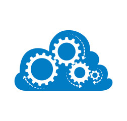 Machine part concept represented by gear icon inside cloud. Isolated and flat illustration