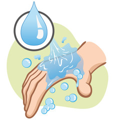 Caucasian person washing hands hygiene and cleanliness