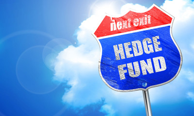 hedge fund, 3D rendering, blue street sign