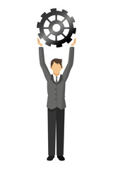 flat design businessman with gear icon vector illustration
