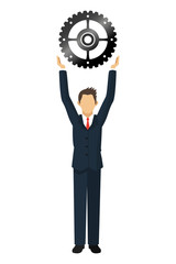 flat design businessman with gear icon vector illustration