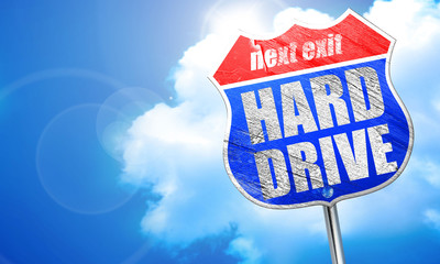 harddrive, 3D rendering, blue street sign