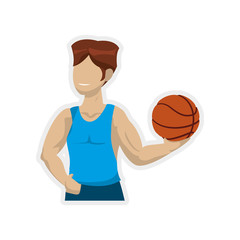 Basketball concept represented by player with ball icon. Isolated and flat illustration