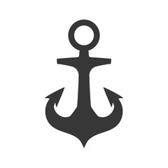 Sea lifestyle and nautical concept represented by silhouette anchor icon. Isolated and flat illustration