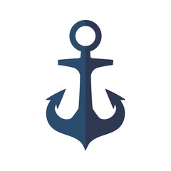 Sea lifestyle and nautical concept represented by blue anchor icon. Isolated and flat illustration