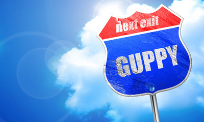 guppy, 3D rendering, blue street sign