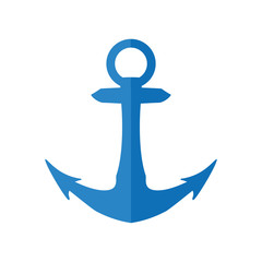 Sea lifestyle and nautical concept represented by blue anchor icon. Isolated and flat illustration