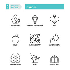 Thin line icons. Garden