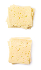 Pile of cheese slices isolated