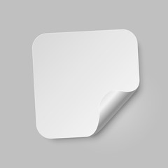 Vector paper sticker template with bent edge. Isolated on gray background. Vector illustration, eps 10.