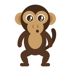 flat design cute monkey cartoon icon vector illustration