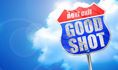 good shot, 3D rendering, blue street sign