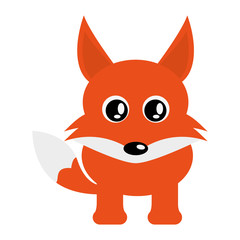 flat design cute fox cartoon icon vector illustration