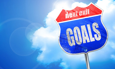 goals, 3D rendering, blue street sign