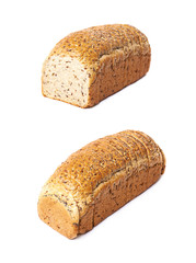 Sliced white bread loaf isolated